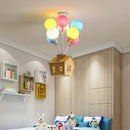 Whimsical wooden house balloon ceiling chandelier for nursery