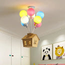 Whimsical wooden house balloon ceiling chandelier for nursery