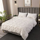 White 3d pinch pleat duvet cover set bedroom diamond pattern bedding
