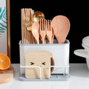 White and black double grid cutlery organizer kitchen utensil holder