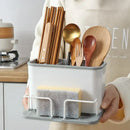 White and black double grid cutlery organizer kitchen utensil holder