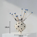 DecorBites™ Black Polka Dot Ceramic Vase for Table Flower Arrangement and Room Decor