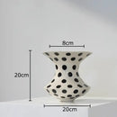 DecorBites™ Black Polka Dot Ceramic Vase for Table Flower Arrangement and Room Decor