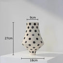 DecorBites™ Black Polka Dot Ceramic Vase for Table Flower Arrangement and Room Decor