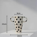 DecorBites™ Black Polka Dot Ceramic Vase for Table Flower Arrangement and Room Decor