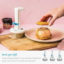 White and blue metal ice cream scoop kitchen sandwich tool