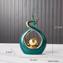White and gold ceramic abstract figurine set for living room decor