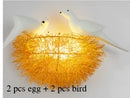 White and gold ceramic birds nest wall lamp for children room
