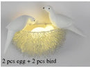 White and gold ceramic birds nest wall lamp for children room