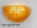 White and gold ceramic birds nest wall lamp for children room