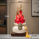 White and gold ceramic lucky cat feng shui ornament living room decor
