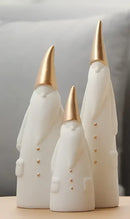 White and gold ceramic santa claus figurines christmas living room decor