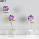 White and gold crystal flower branch desk ornament for living room