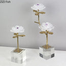 White and gold crystal flower branch desk ornament for living room
