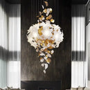 White and gold crystal flower luxury chandelier dining room light