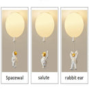 White and gold decorbites astronaut space ball ceiling lamp kids room