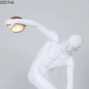 White and gold discus thrower resin sculpture living room decor