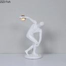 White and gold discus thrower resin sculpture living room decor