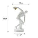 White and gold discus thrower resin sculpture living room decor