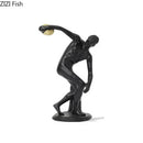 White and gold discus thrower resin sculpture living room decor