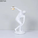 White and gold discus thrower resin sculpture living room decor
