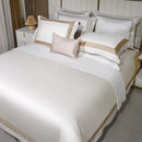 White and gold egyptian cotton bedding set with gold embroidery bedroom