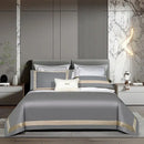 White and gold egyptian cotton bedding set with gold embroidery bedroom