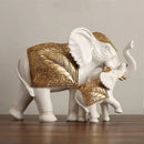 White and gold elephant sculpture figurine living room decor