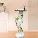 White and gold feather floor decoration side table living room