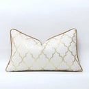 White and gold jacquard luxury cushion cover for living room