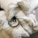 White and gold marble egyptian cotton luxury bedding set bedroom