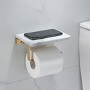 White and gold marble toilet paper holder bathroom shelf