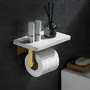 White and gold marble toilet paper holder bathroom shelf