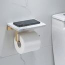 White and gold marble toilet paper holder bathroom shelf