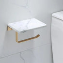 White and gold marble toilet paper holder bathroom shelf