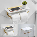 White and gold marble toilet paper holder bathroom shelf