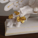 White and gold peacock sculpture living room home decor ornament