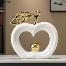 White and gold pear ceramic desk ornament living room decor