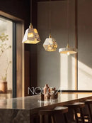 White and gold terrazzo cement marble chandelier for dining room