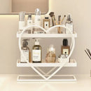 White and golden makeup organizer heart two tier shelf bedroom