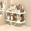 White and golden makeup organizer heart two tier shelf bedroom