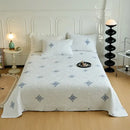 White and gray blue cotton quilted embroidered bedspread set bedroom