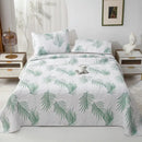 White and gray blue cotton quilted embroidered bedspread set bedroom