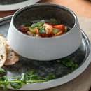 White and grey ice cracked glaze ceramic dinnerware set dining room