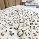 White and orange leopard print warm blanket bedroom fleece throw