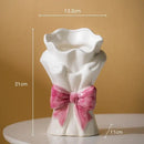 White and pink bowknot ceramic vase living room dress decor