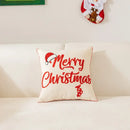 White and red embroidered christmas pillow cases living room decor