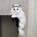 White and tan hanging cat plush doll living room decor