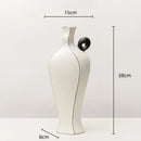 White and terracotta geometric black lines ceramic vase living room decor