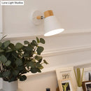 White and wood conical wall mount light bedroom sconce black & white